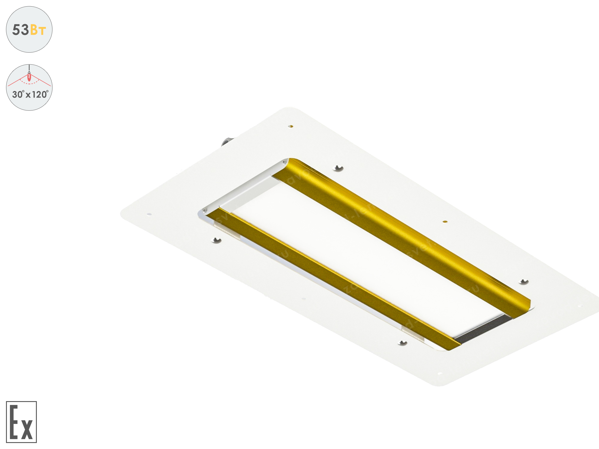 Светодиодный светильник Магистраль Взрывозащищенная GOLD, для АЗС , 53 Вт, 30X120° 