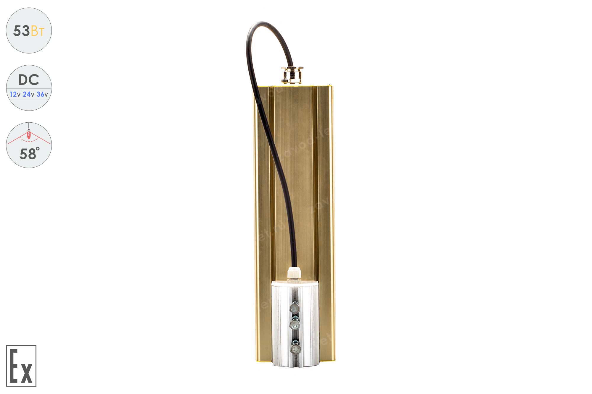 Низковольтный светодиодный светильник Прожектор Взрывозащищенный GOLD, консоль K-1 , 53 Вт, 58°